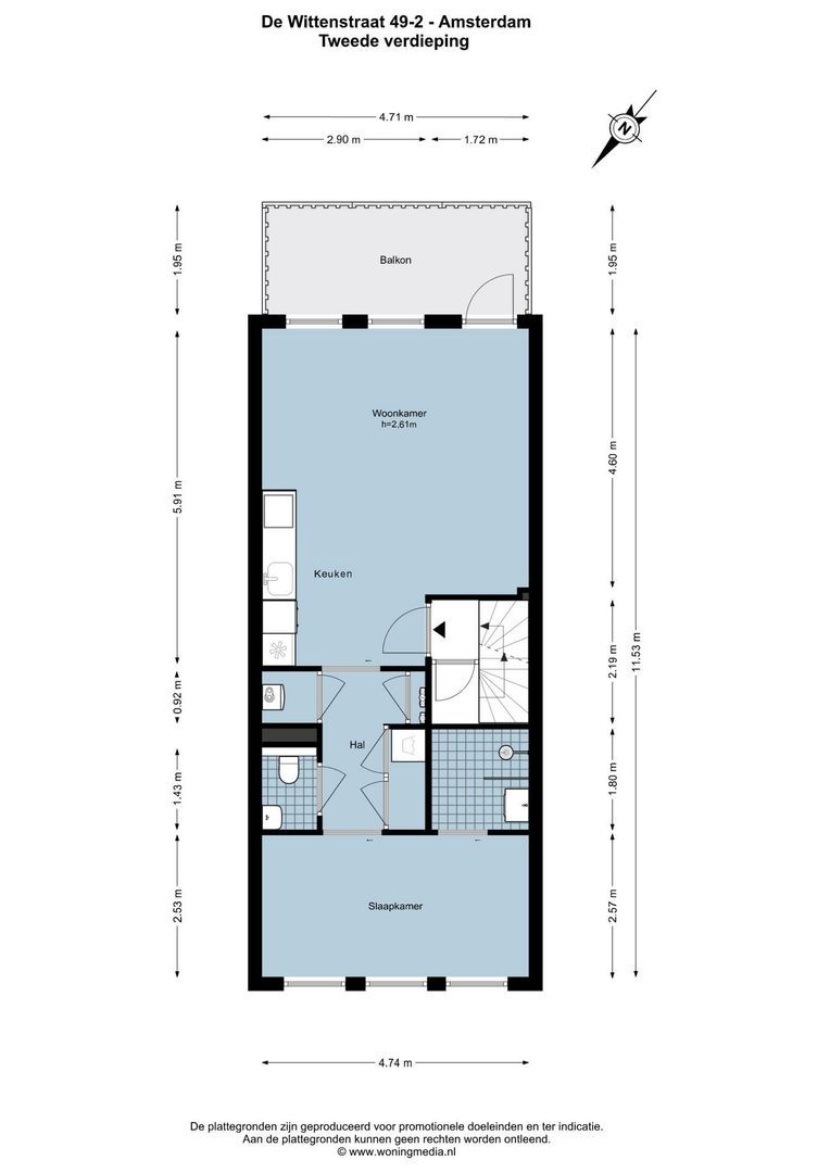 De Wittenstraat 49 2, Amsterdam plattegrond-0