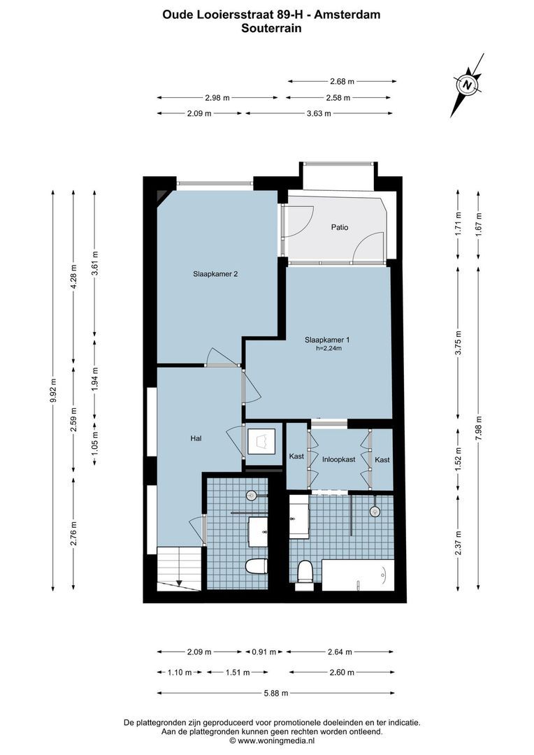 Oude Looiersstraat 89 H, Amsterdam plattegrond-1