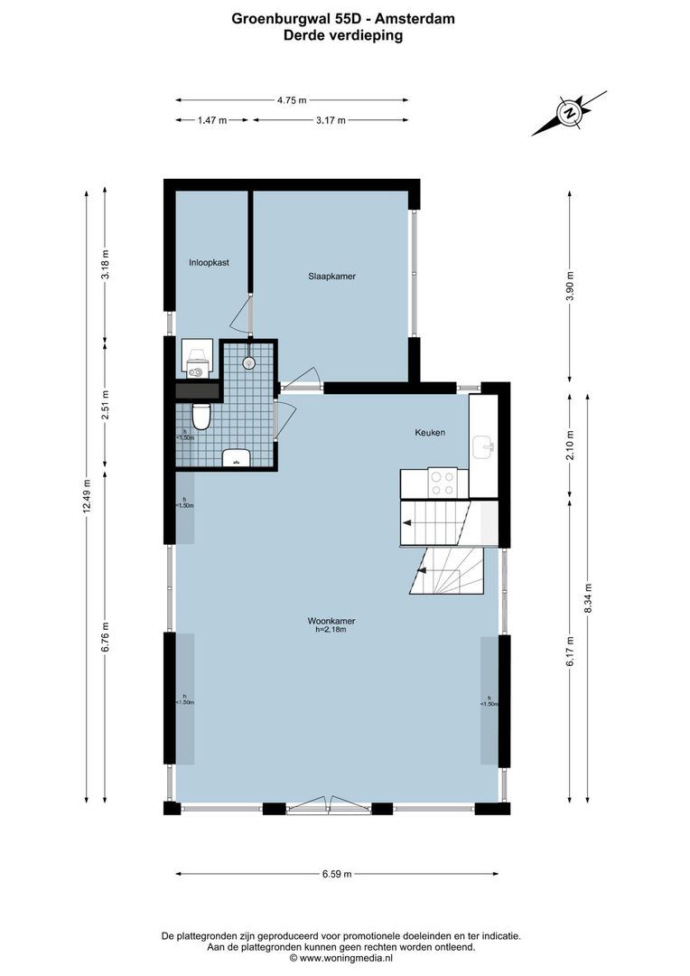 Groenburgwal 55 D, Amsterdam plattegrond-1