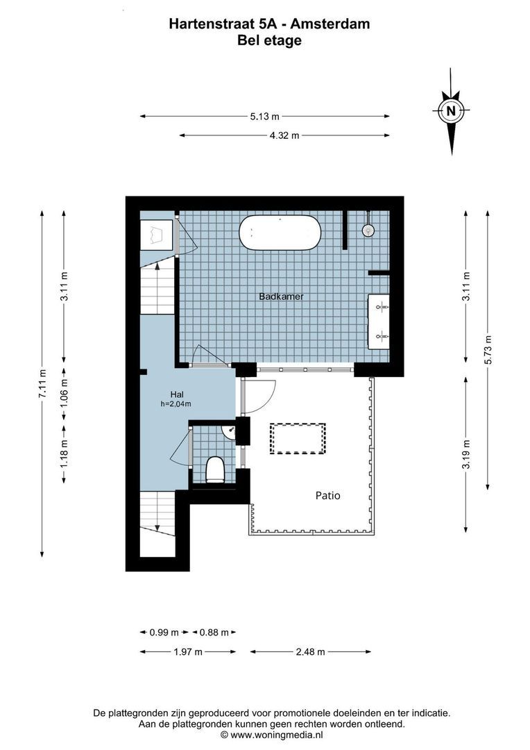 Hartenstraat 5 A, Amsterdam plattegrond-1