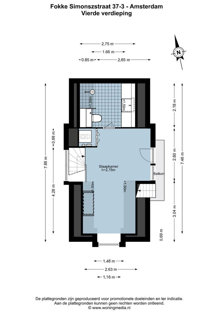Fokke Simonszstraat 37 3, Amsterdam plattegrond-2