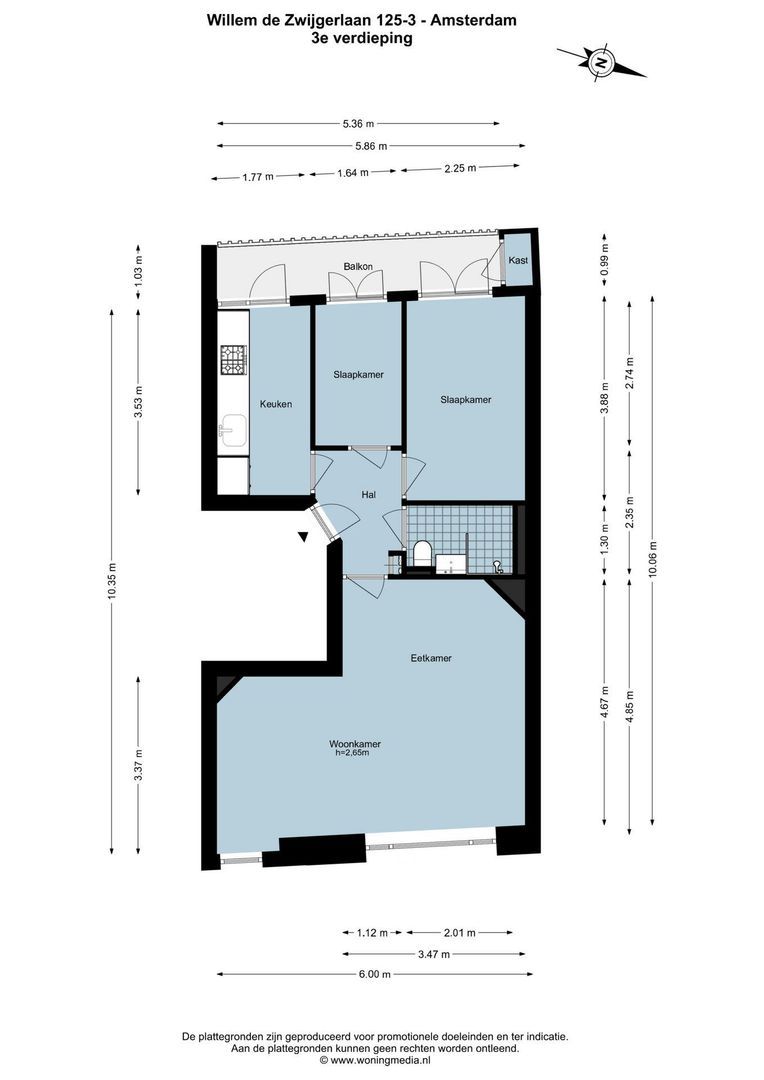 Willem de Zwijgerlaan 125 3, Amsterdam plattegrond-0