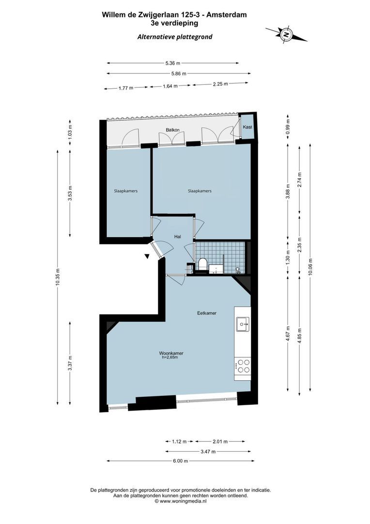 Willem de Zwijgerlaan 125 3, Amsterdam plattegrond-1