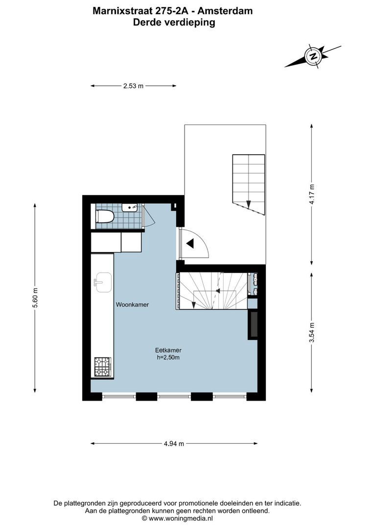 Marnixstraat 275 2A, Amsterdam plattegrond-1