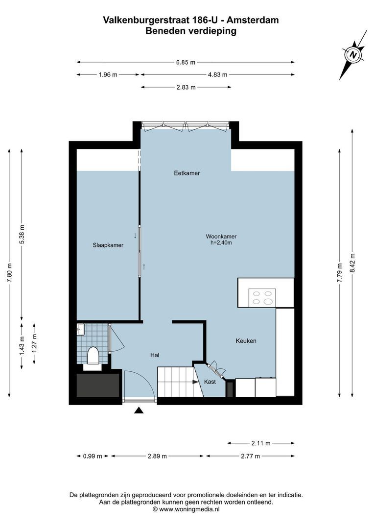 Valkenburgerstraat 186 U, Amsterdam plattegrond-0