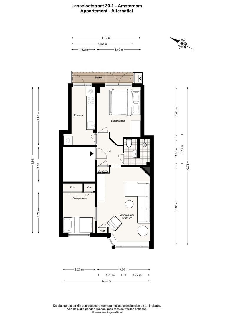 Lanseloetstraat 30 1, Amsterdam plattegrond-1