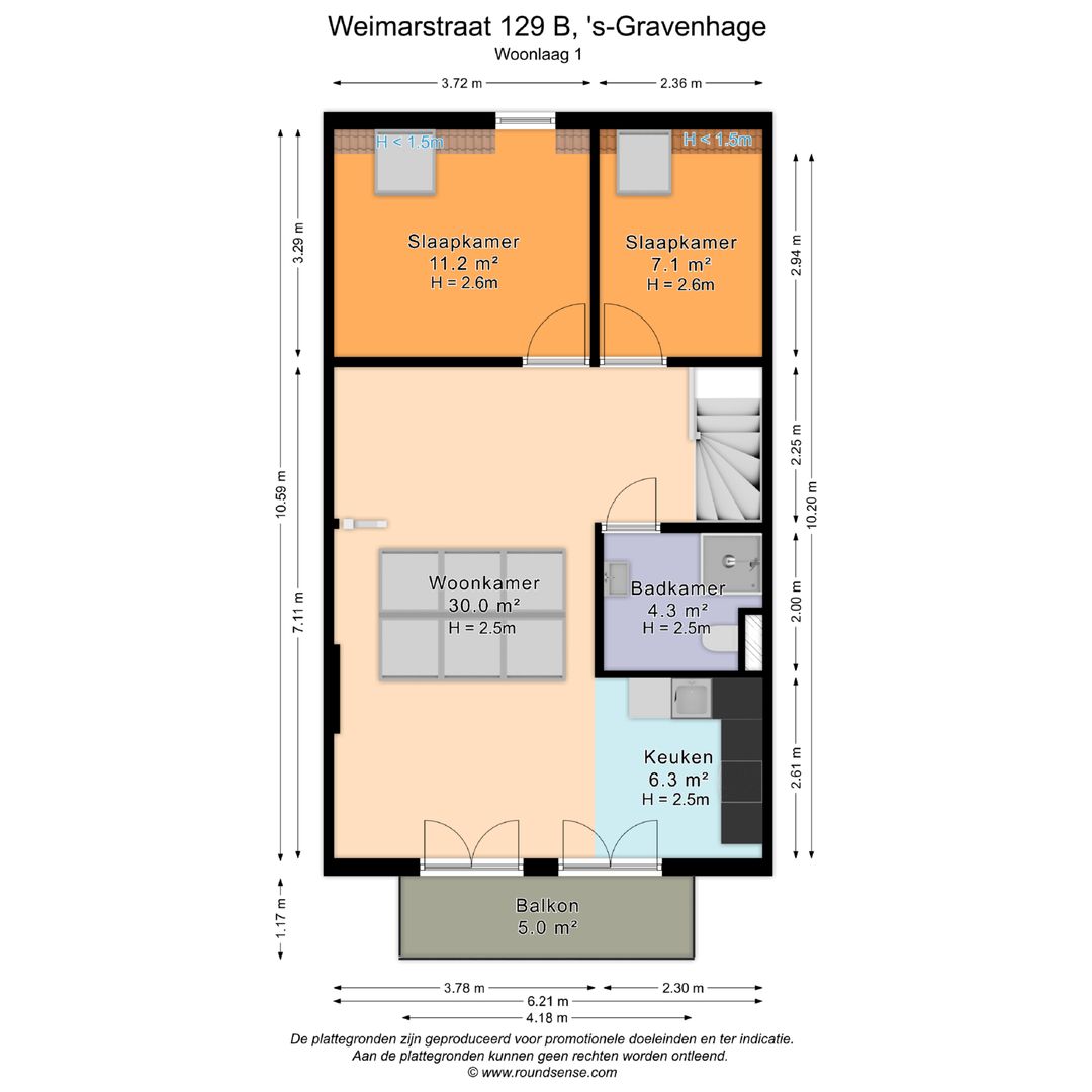 Weimarstraat 129 B, Den Haag plattegrond-0