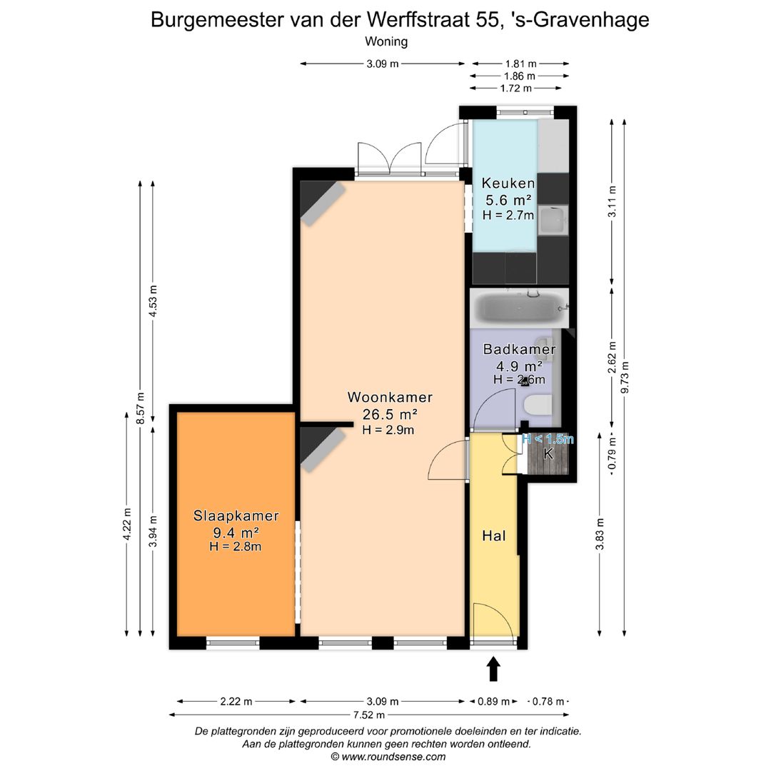 Burgemeester van der Werffstraat 55, Den Haag plattegrond-0