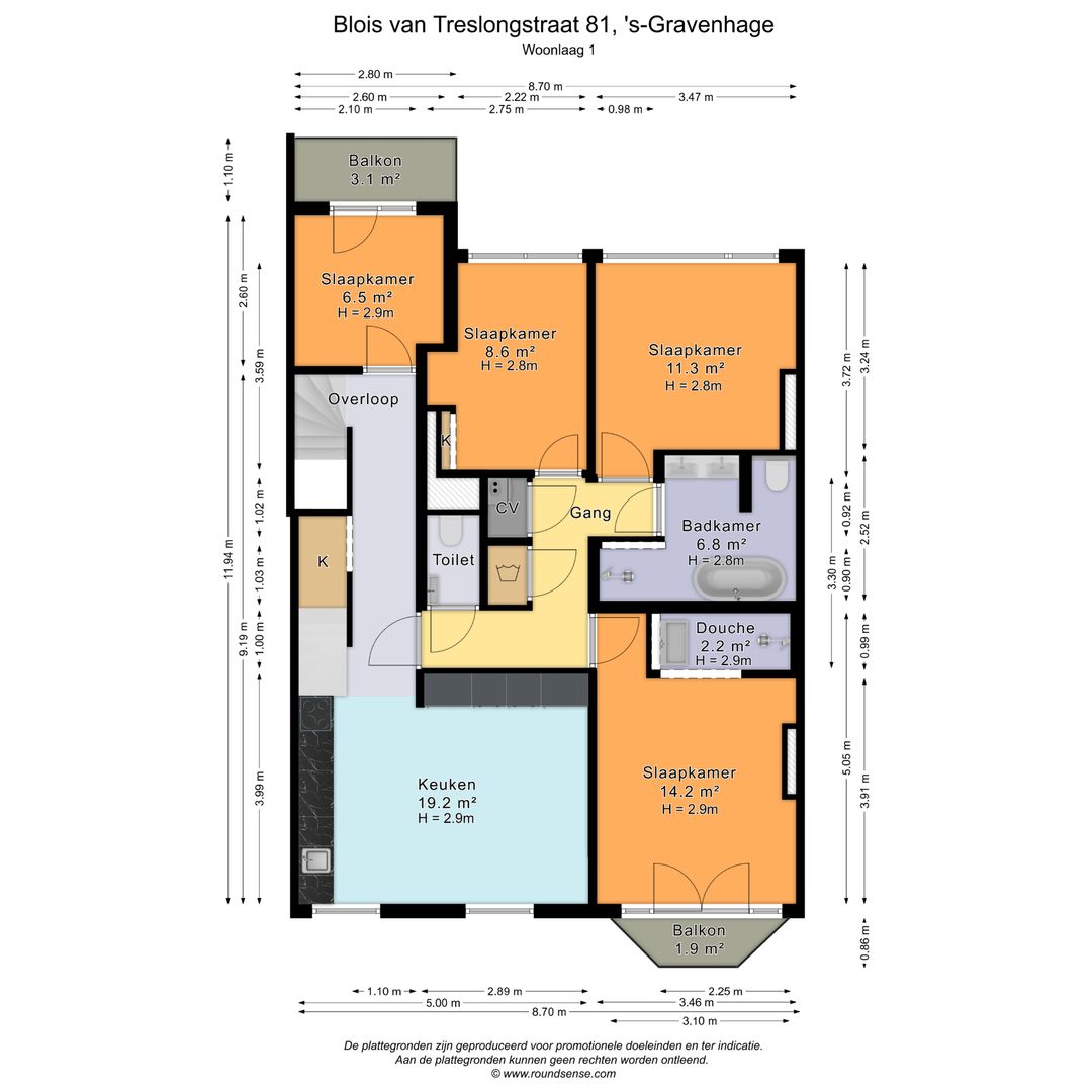 Blois van Treslongstraat 81, Den Haag plattegrond-1