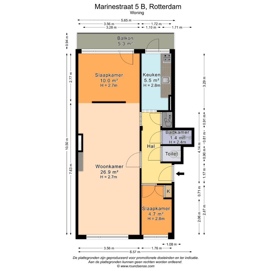 Marinestraat 5 B, Rotterdam plattegrond-0
