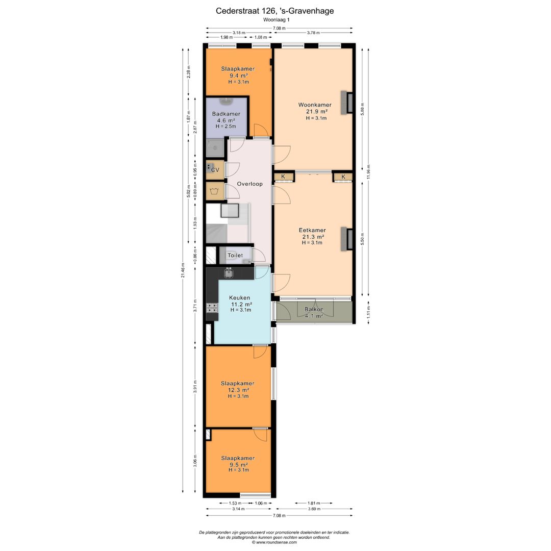 Cederstraat 126, Den Haag plattegrond-1
