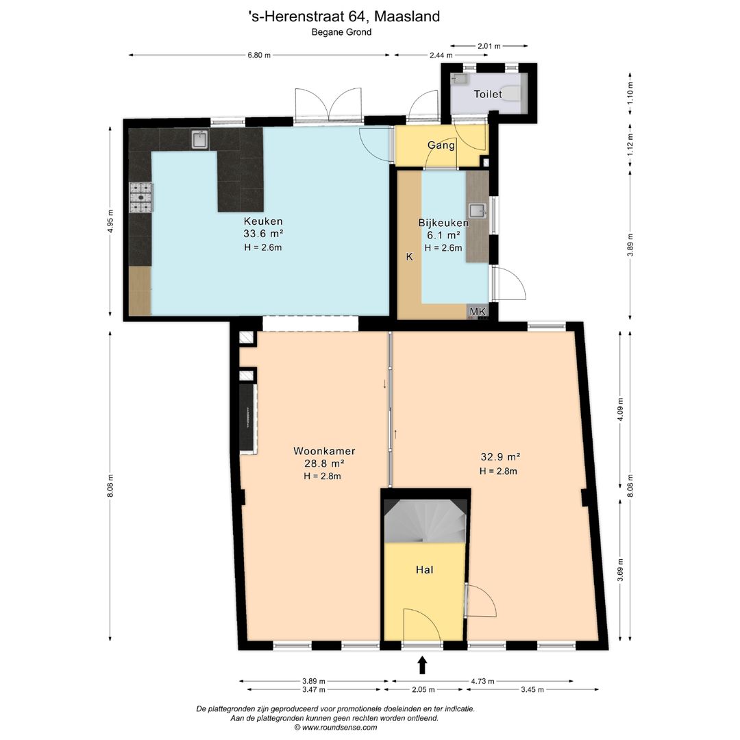 's-Herenstraat 64, Maasland plattegrond-0