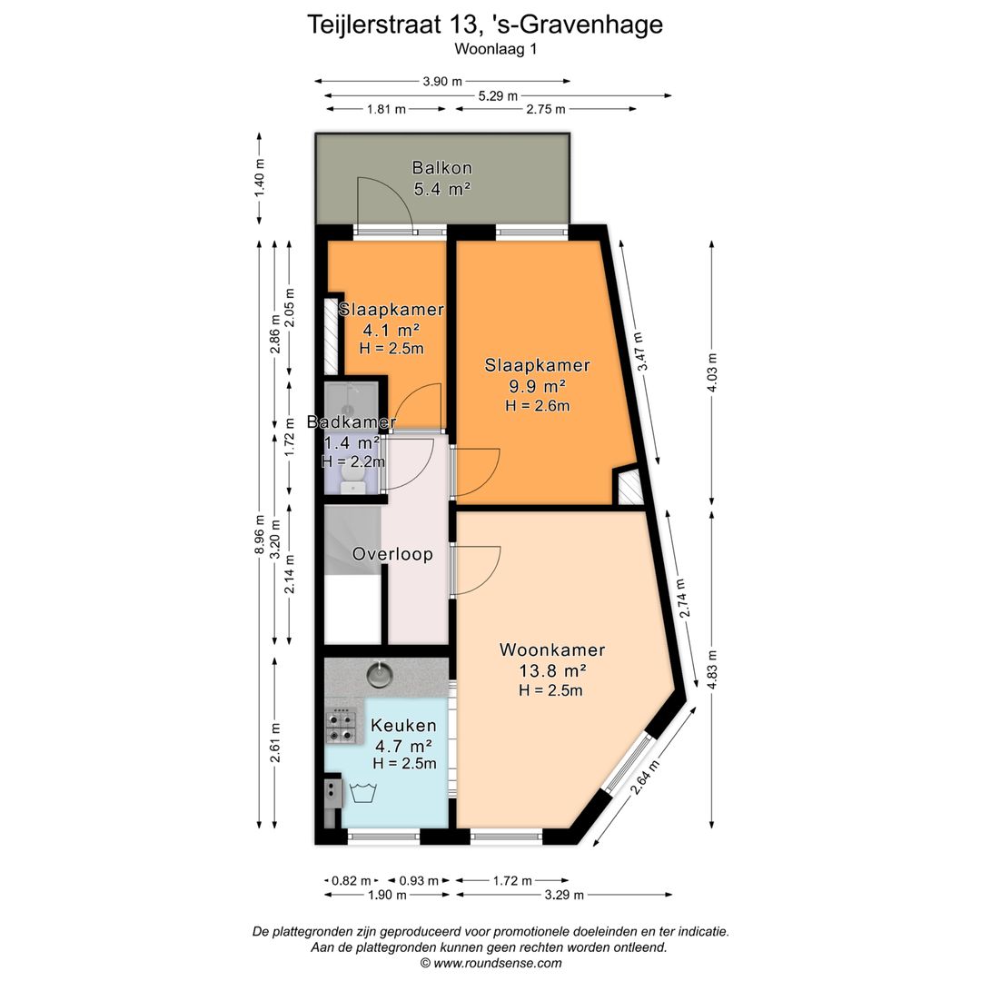 Teijlerstraat 13 A, Den Haag plattegrond-1