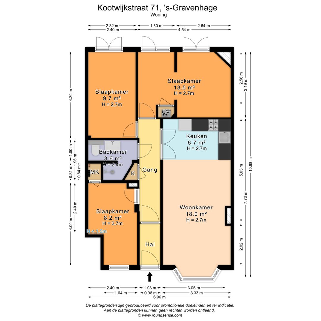 Kootwijkstraat 71, Den Haag plattegrond-1