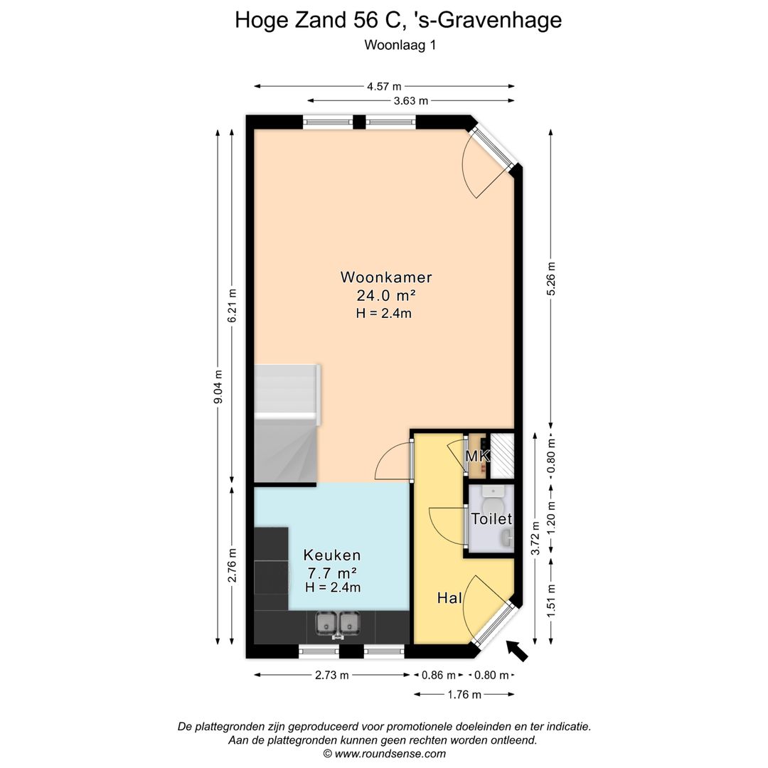 Hoge Zand 56 B, Den Haag plattegrond-1