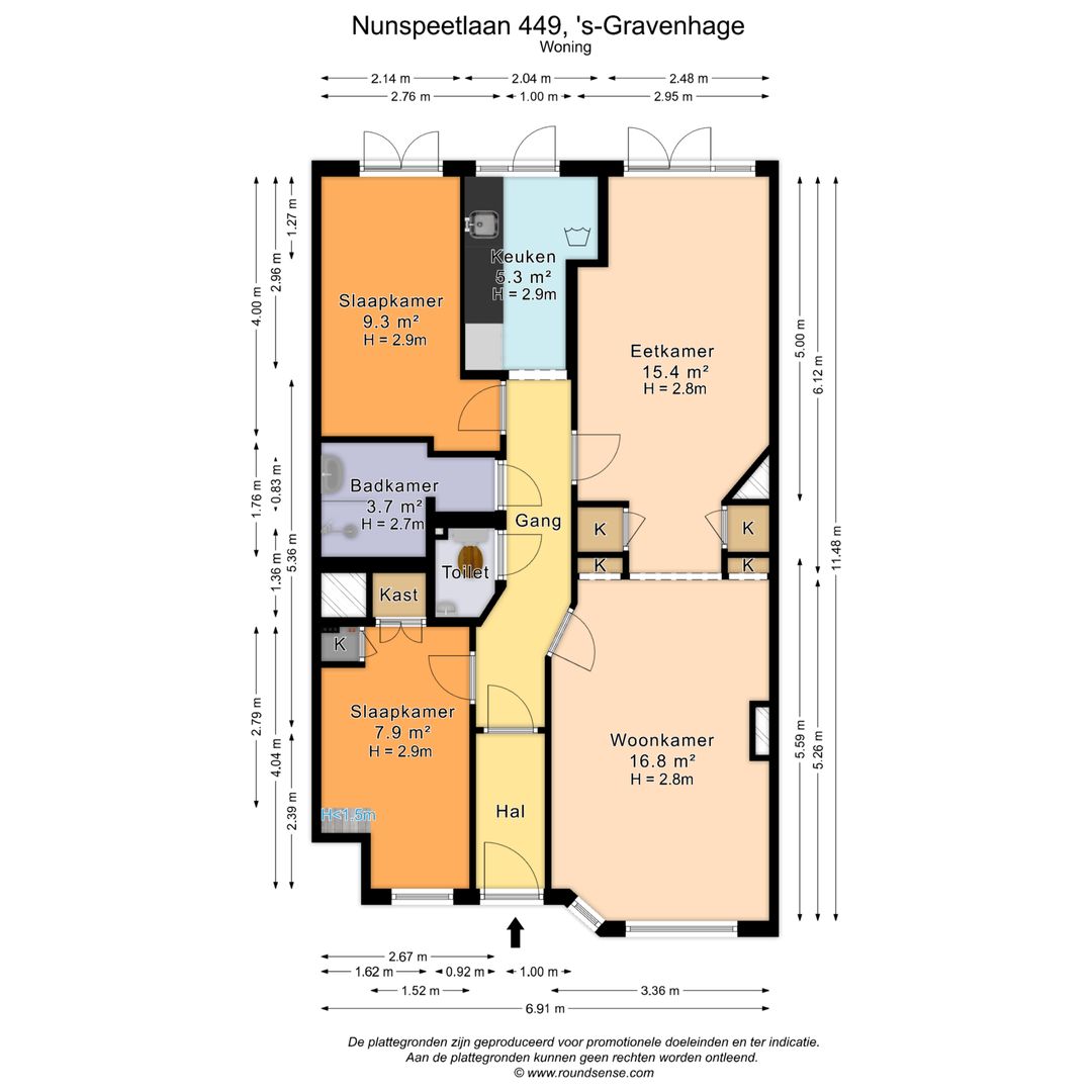 Nunspeetlaan 449, Den Haag plattegrond-1