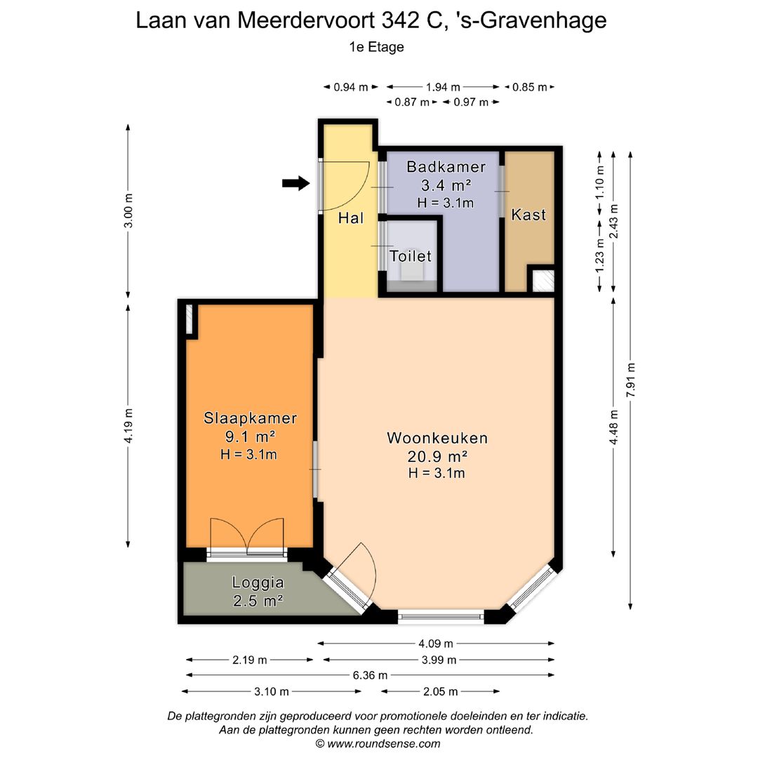 Laan van Meerdervoort 342 C, Den Haag plattegrond-0