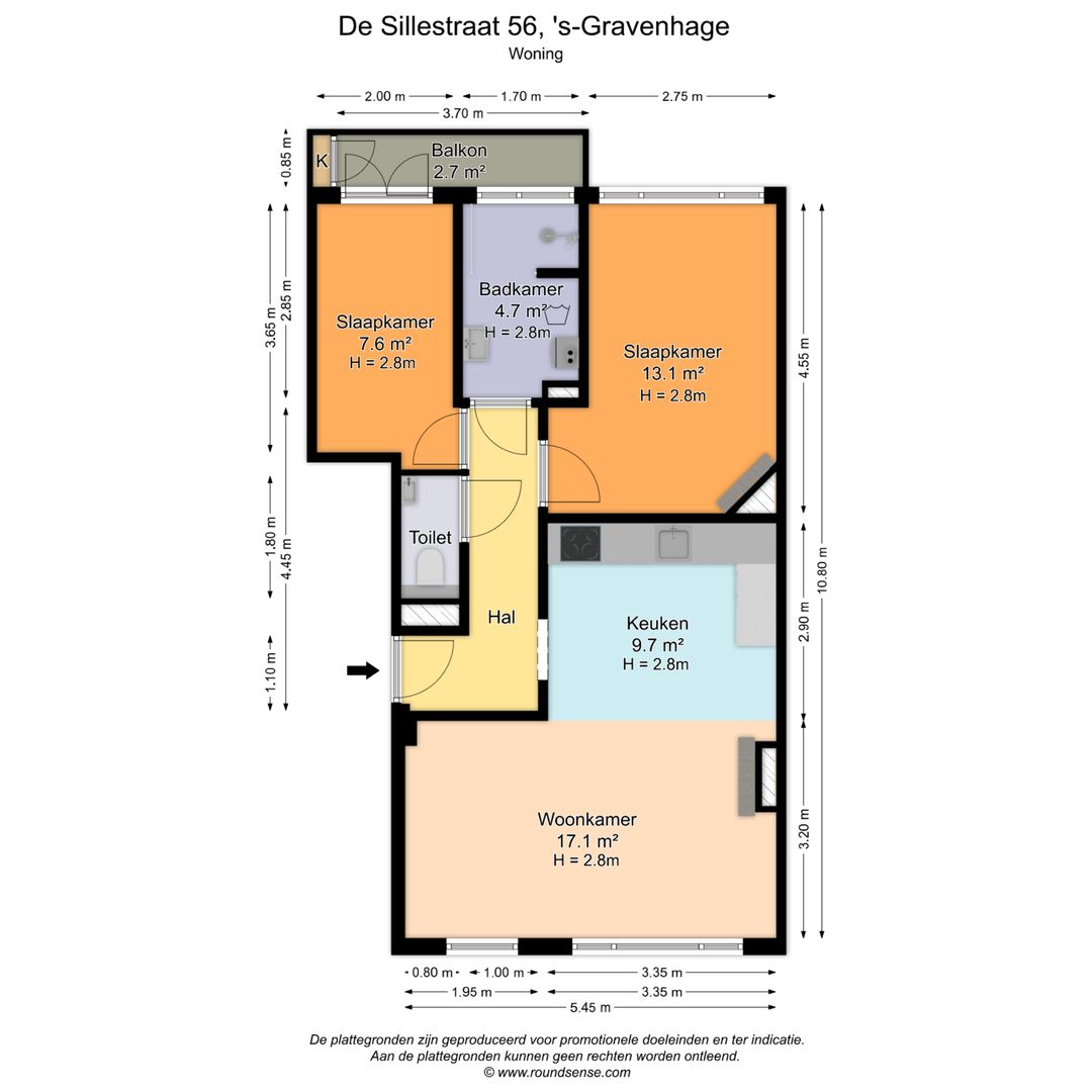 De Sillestraat 56, Den Haag plattegrond-0