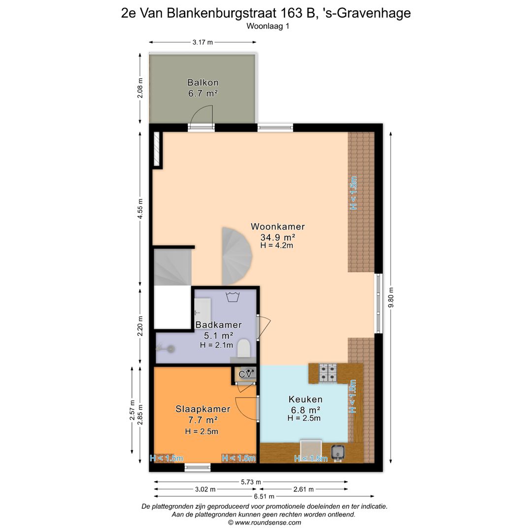2e Van Blankenburgstraat 163 B, Den Haag plattegrond-0