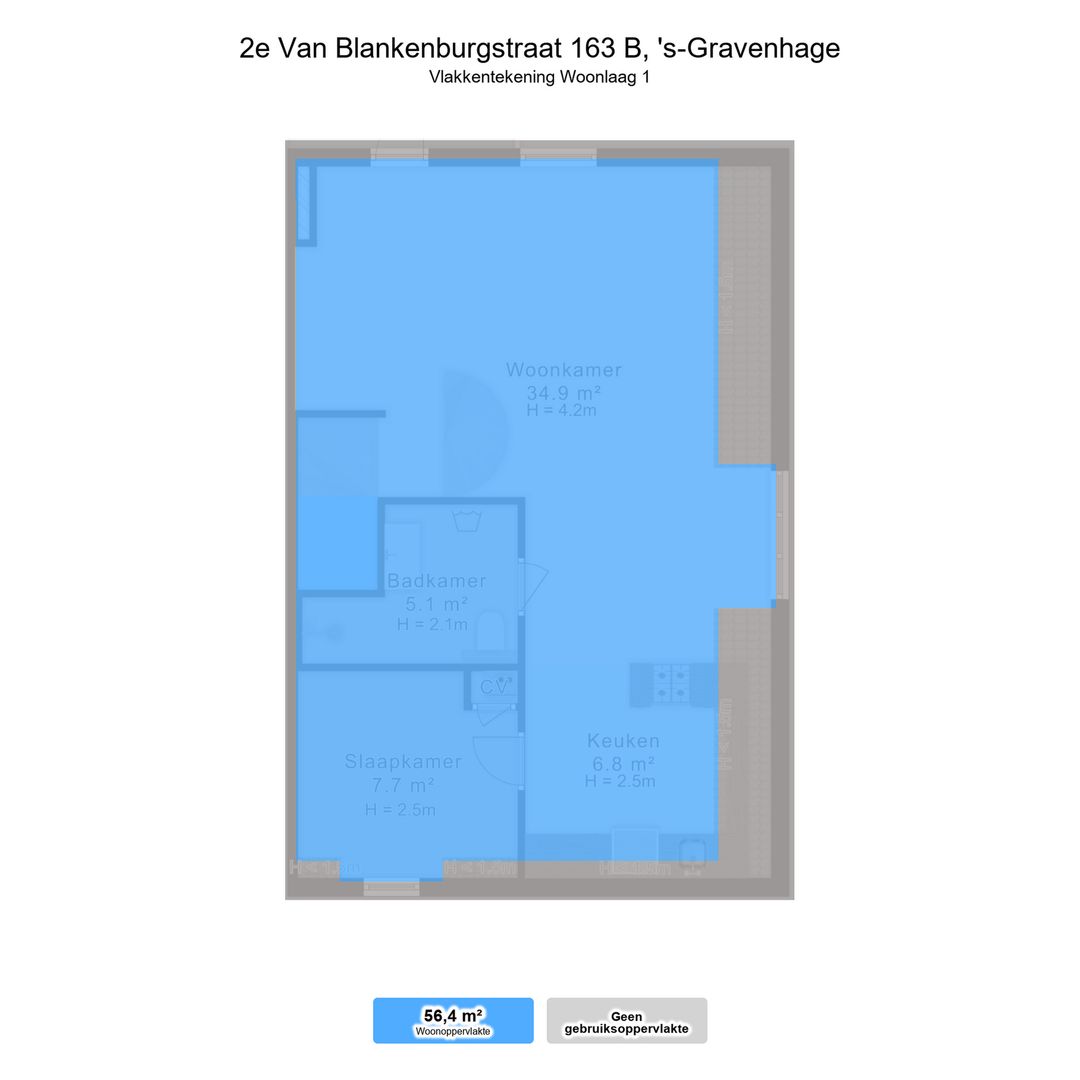 2e Van Blankenburgstraat 163 B, Den Haag plattegrond-1