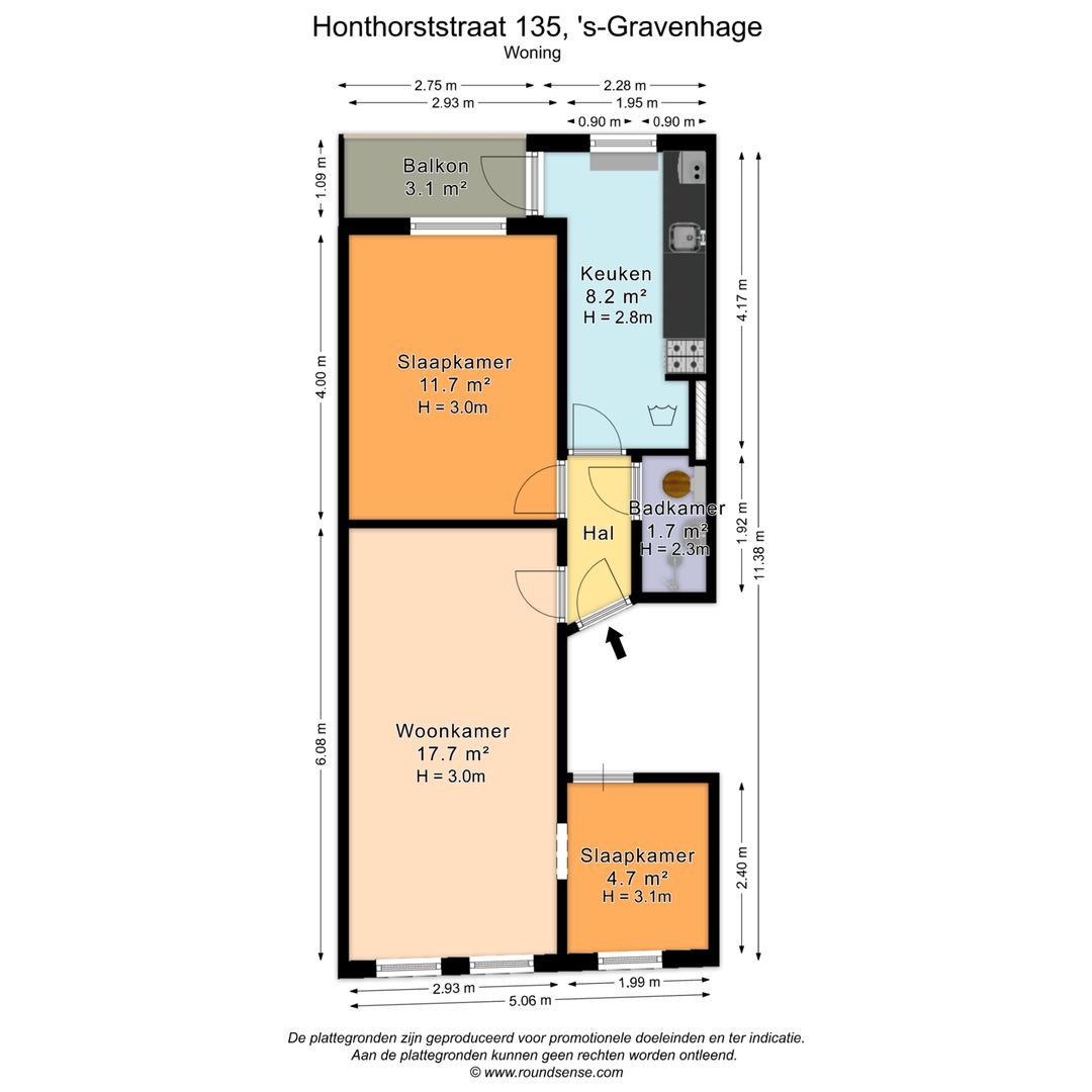 Honthorststraat 135, Den Haag plattegrond-0
