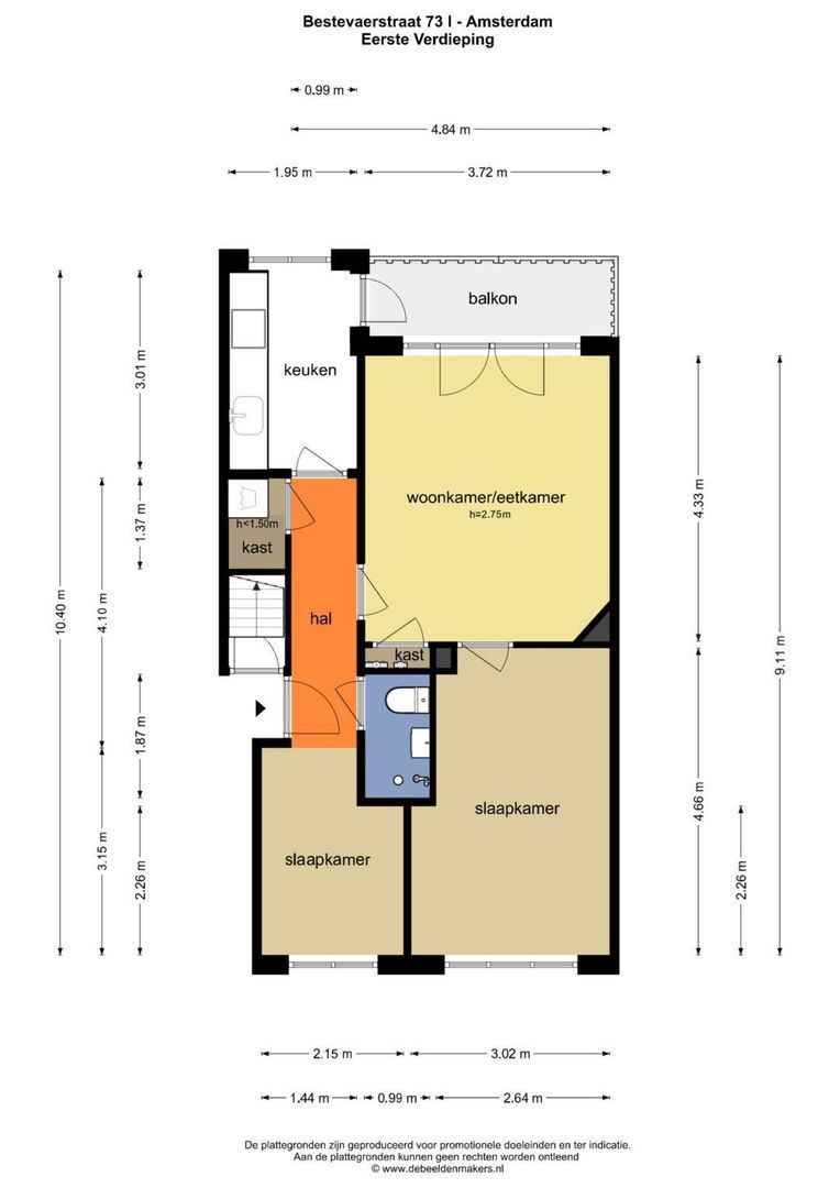 Bestevâerstraat 73 1, Amsterdam plattegrond-1