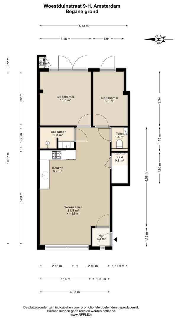 Woestduinstraat 9 H, Amsterdam plattegrond-0