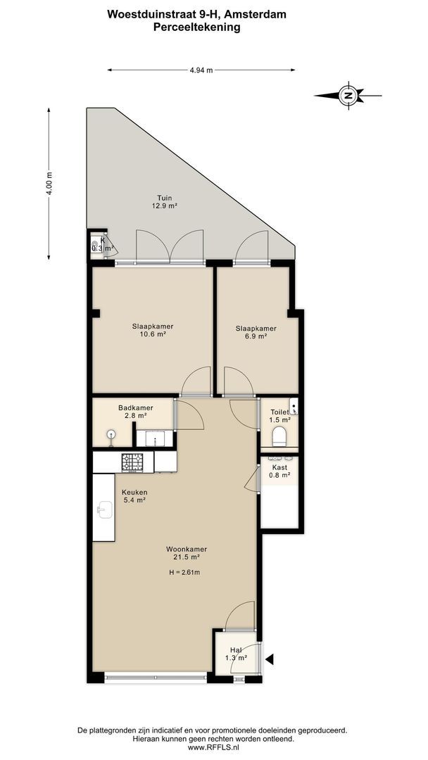 Woestduinstraat 9 H, Amsterdam plattegrond-1