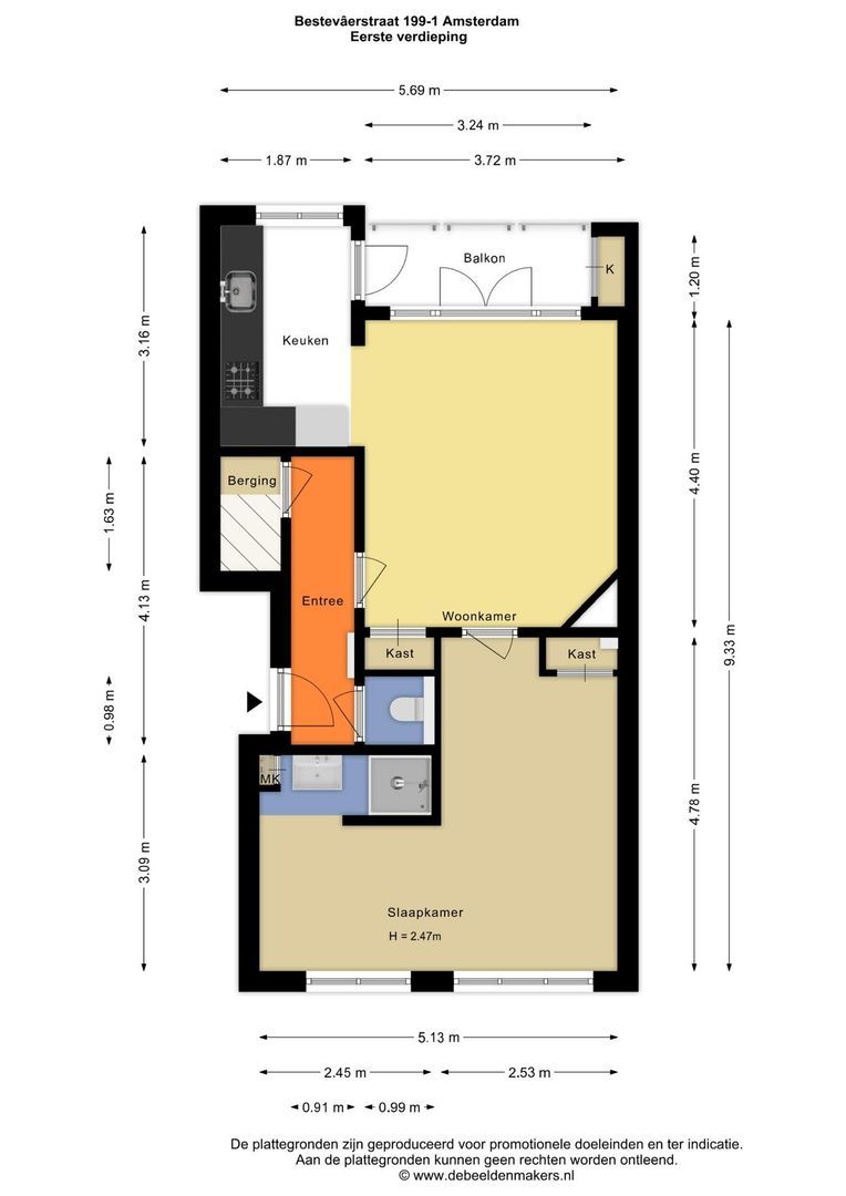 Bestevâerstraat 199 1, Amsterdam plattegrond-0