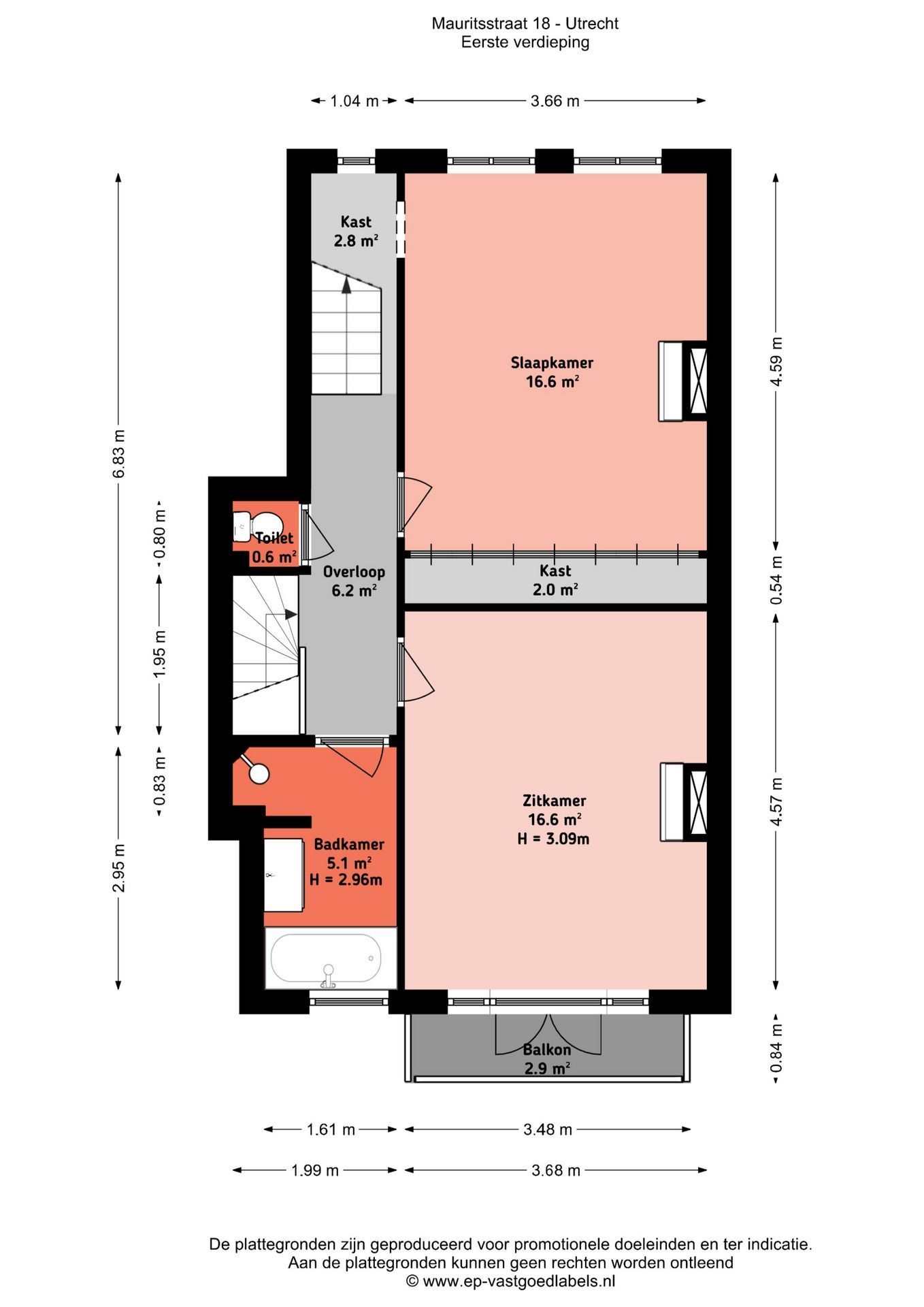 Mauritsstraat 18, Utrecht plattegrond-1