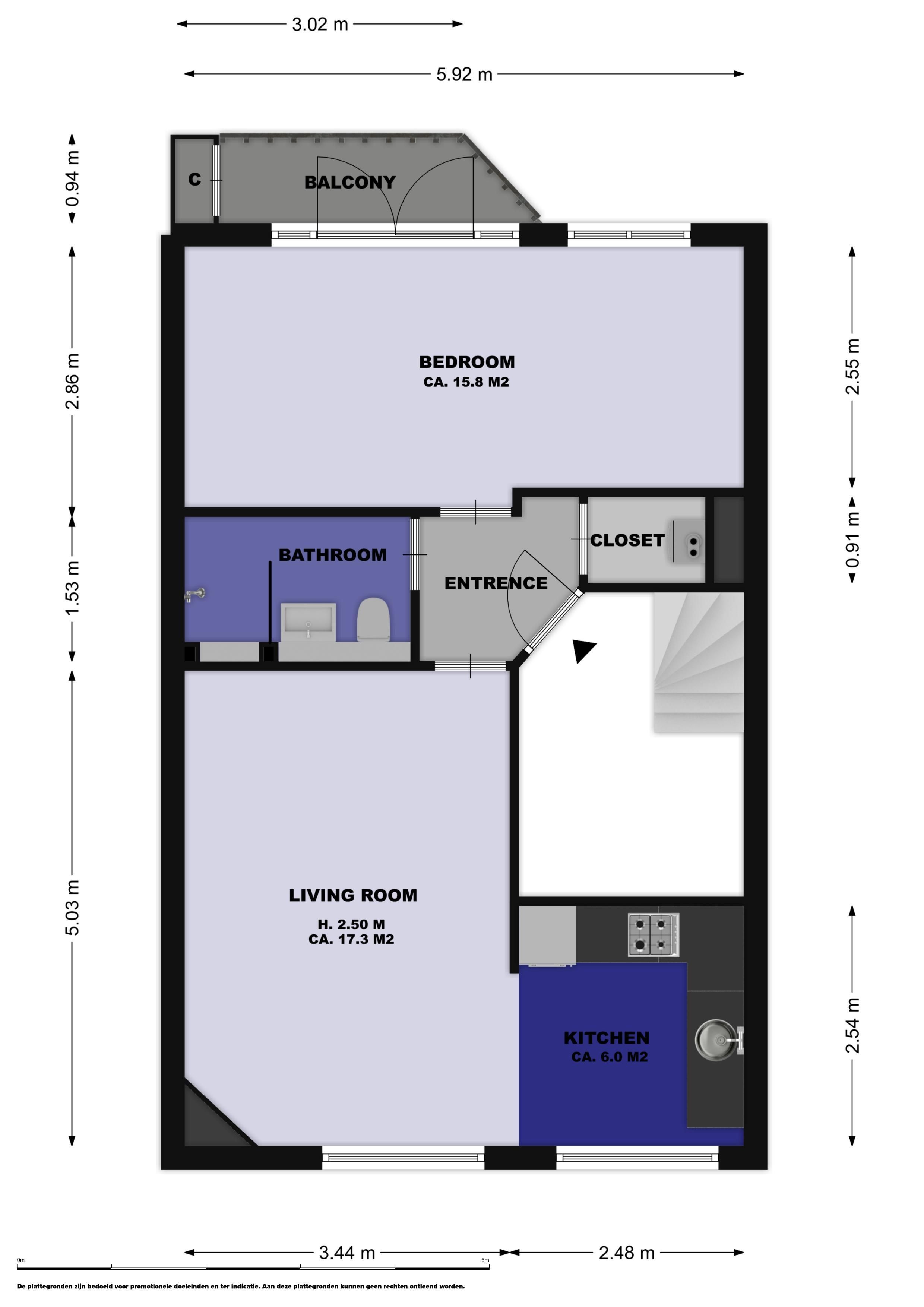 Henrick de Keijserstraat 22 2, Amsterdam plattegrond-0