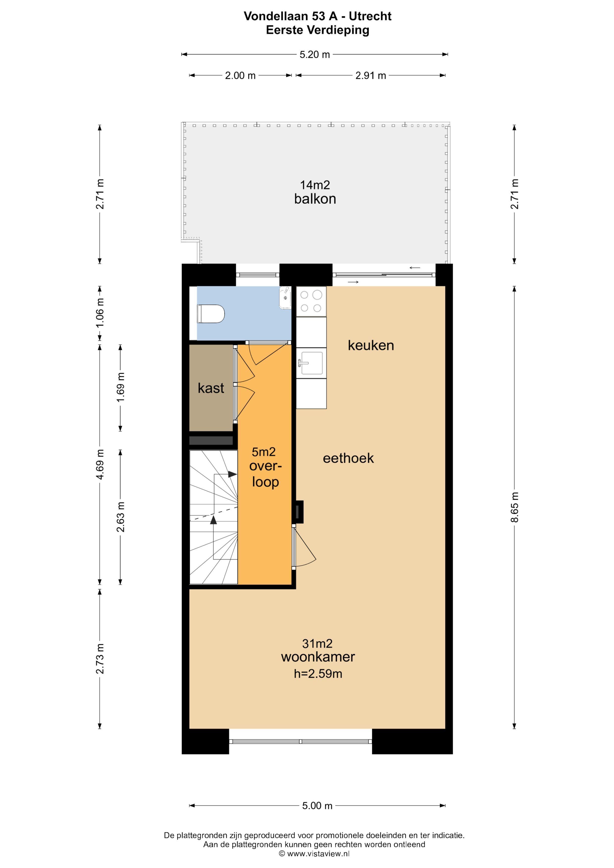 Vondellaan 53 A, Utrecht plattegrond-0