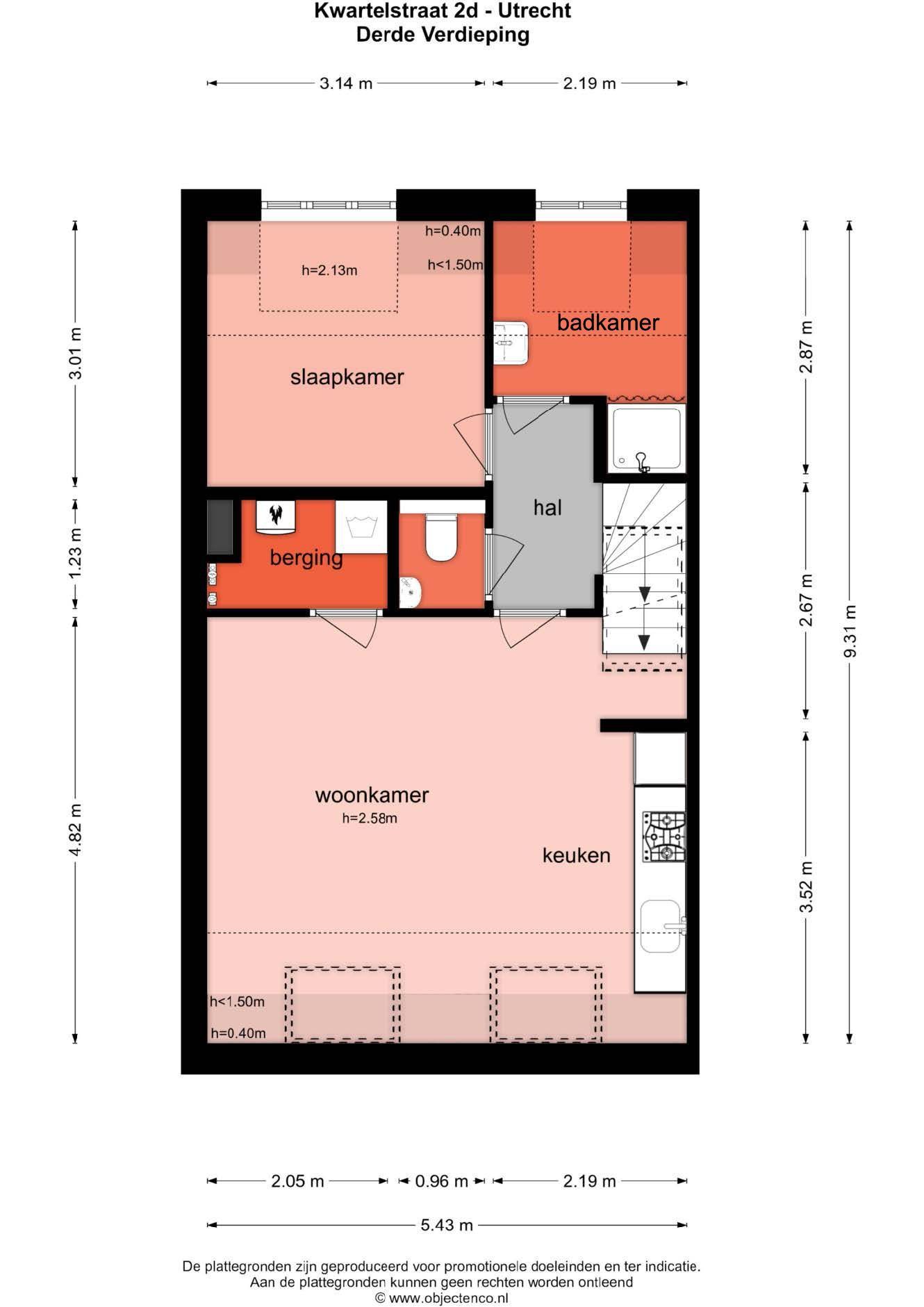 Kwartelstraat 2 D, Utrecht plattegrond-0