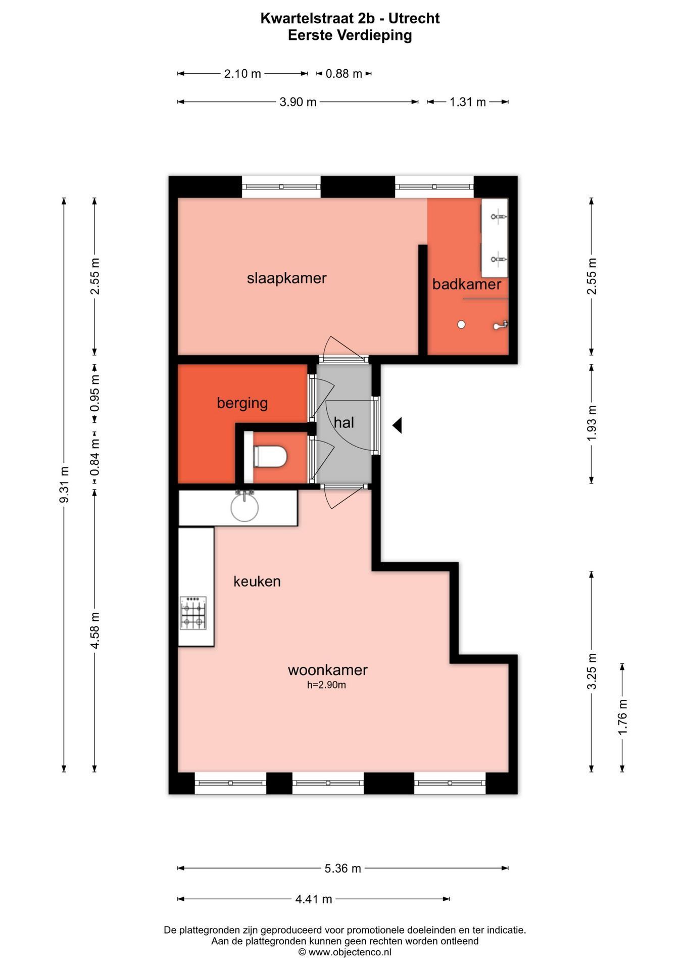 Kwartelstraat 2 B, Utrecht plattegrond-0