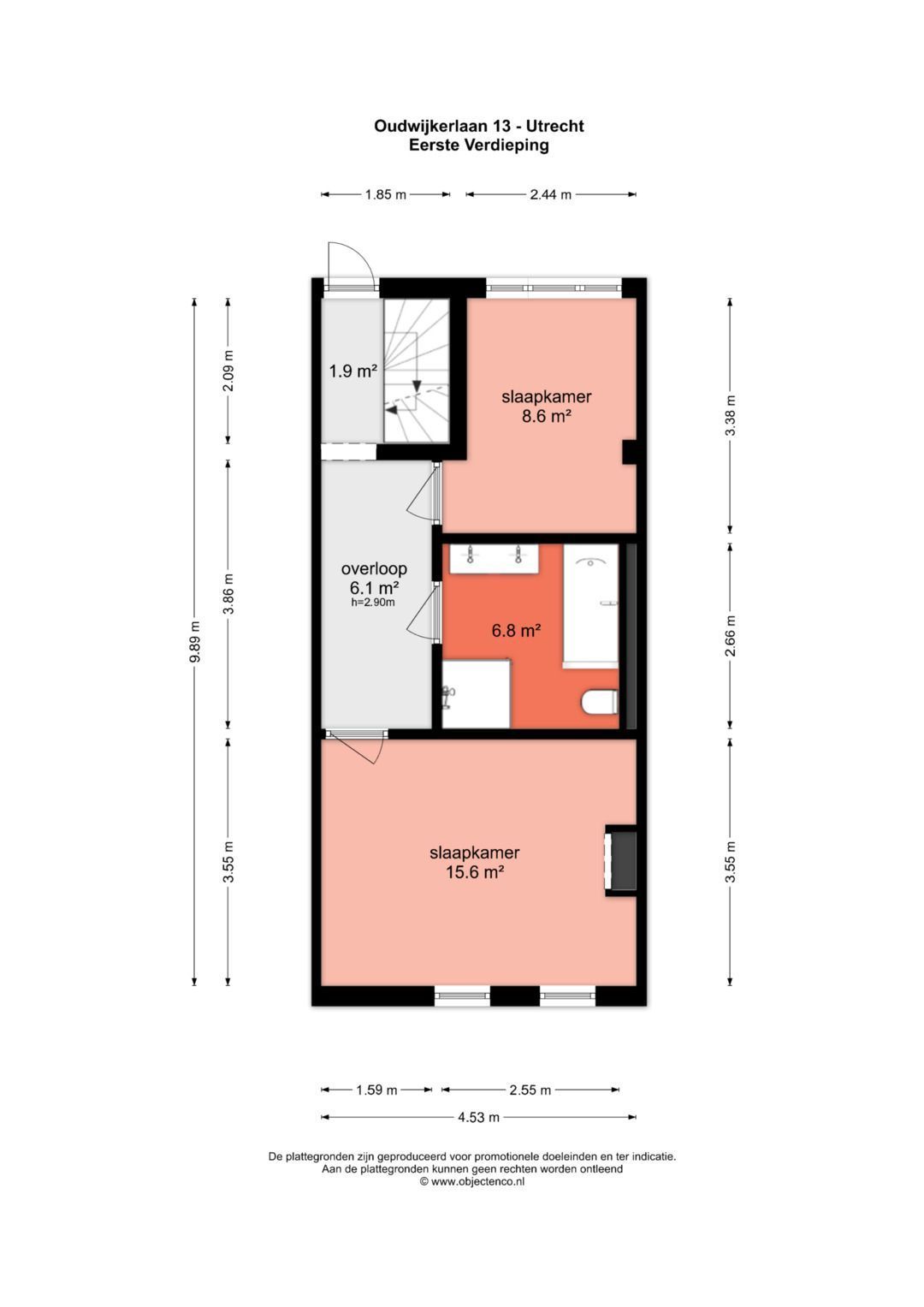 Oudwijkerlaan 13, Utrecht plattegrond-1
