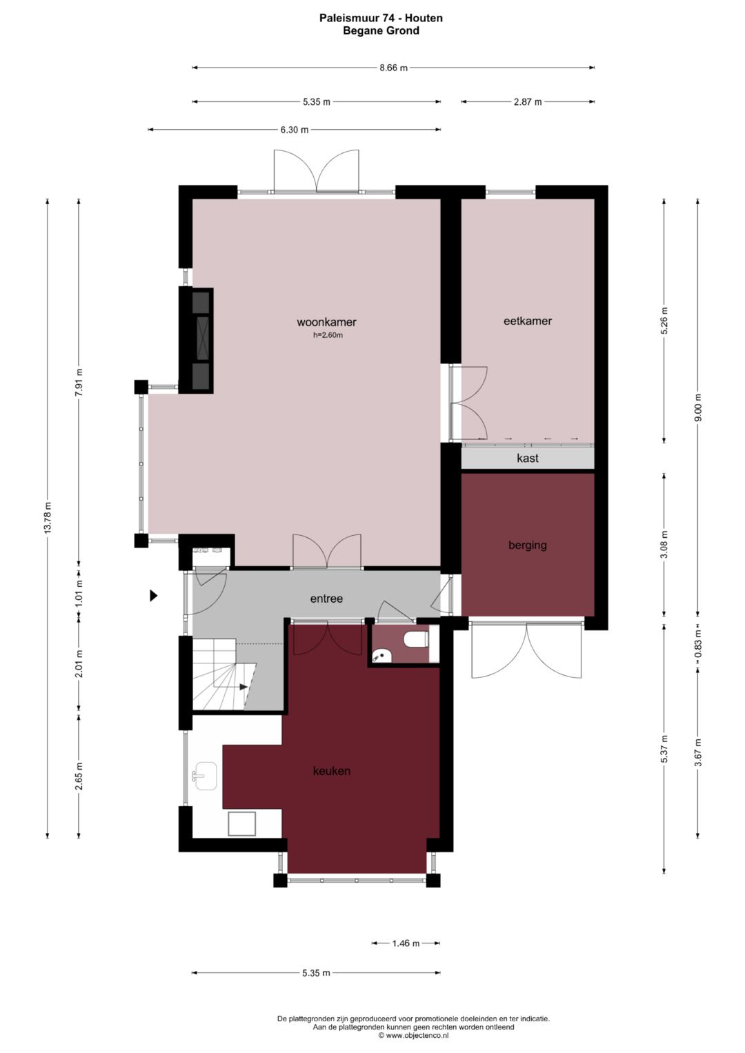 Paleismuur 74, Houten plattegrond-2