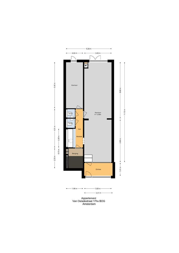 Van Ostadestraat 17 O, Amsterdam plattegrond-1