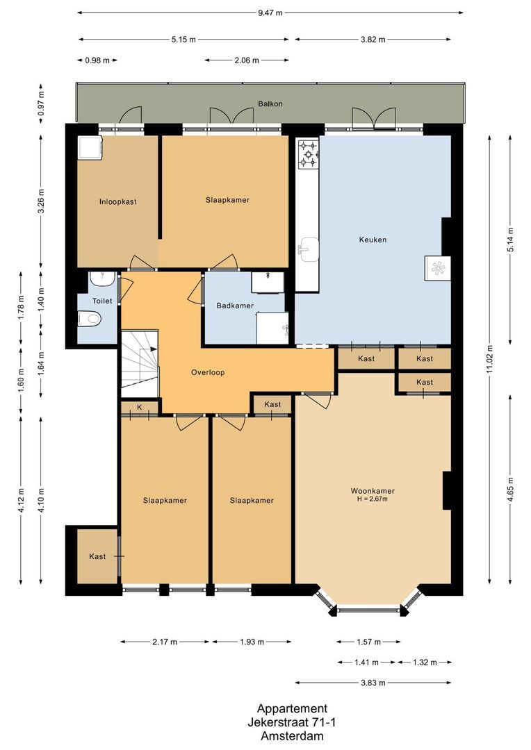 Jekerstraat 71 H, Amsterdam plattegrond-2