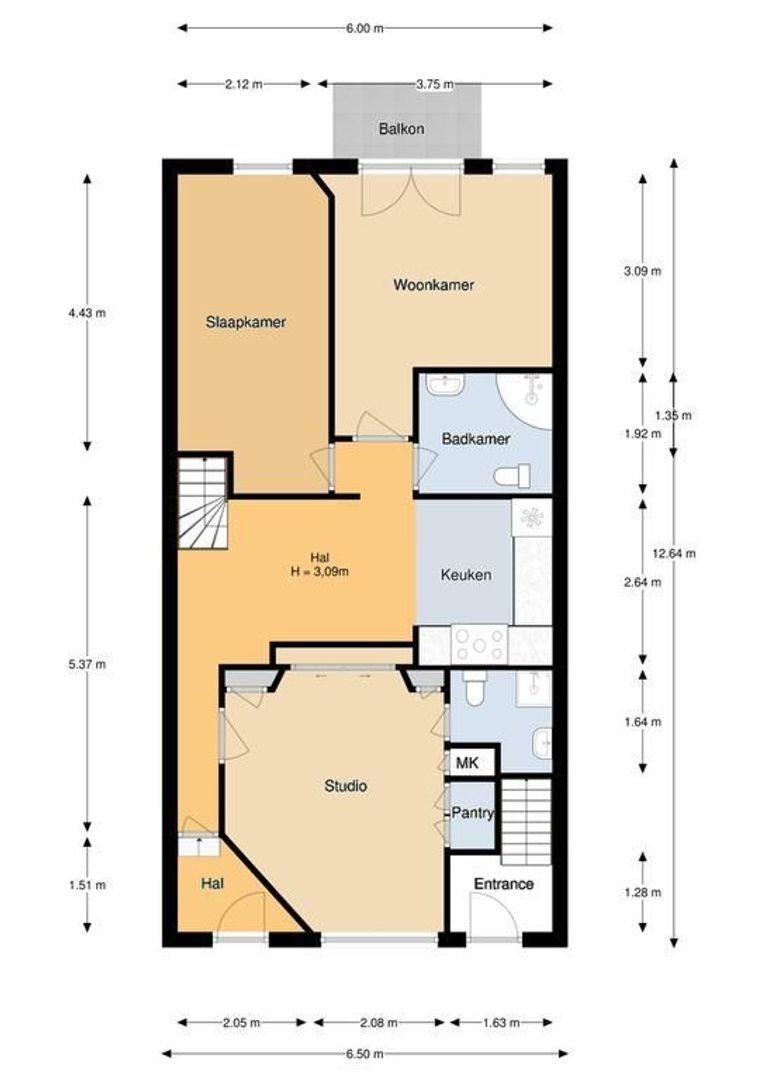 Marnixstraat 335 A, Amsterdam plattegrond-1