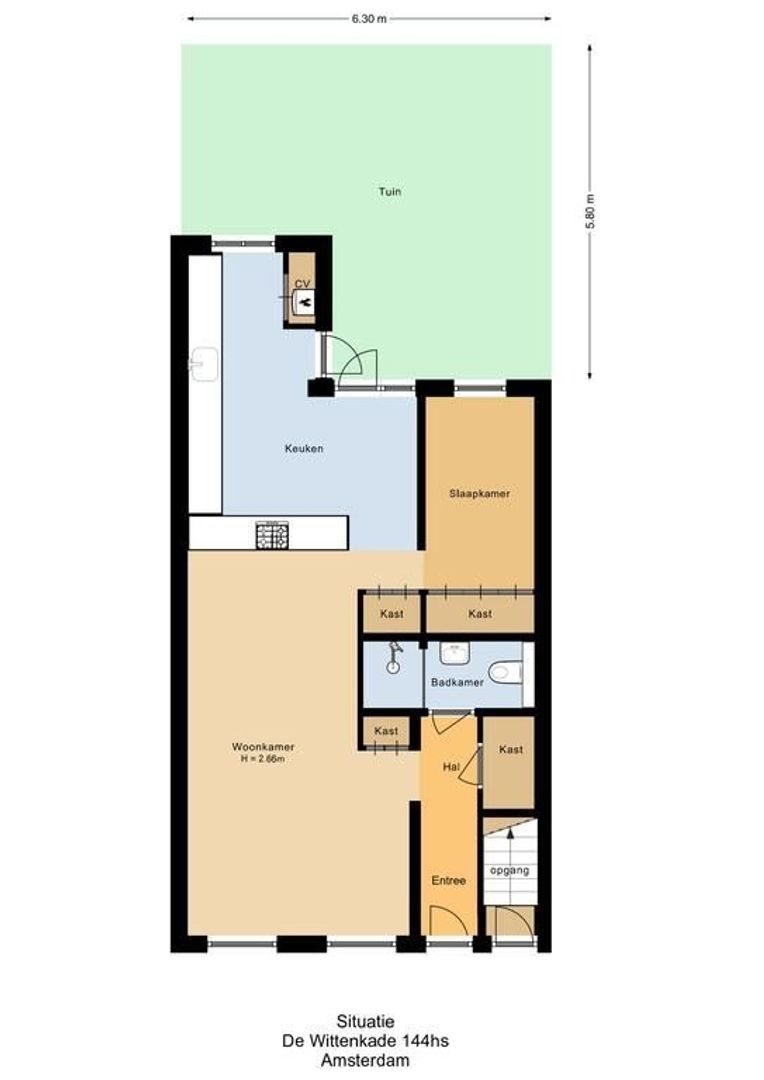De Wittenkade 144 H, Amsterdam plattegrond-1