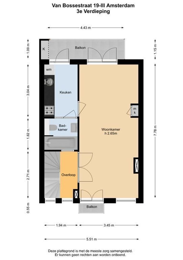 Van Bossestraat 19 -III, Amsterdam plattegrond-1