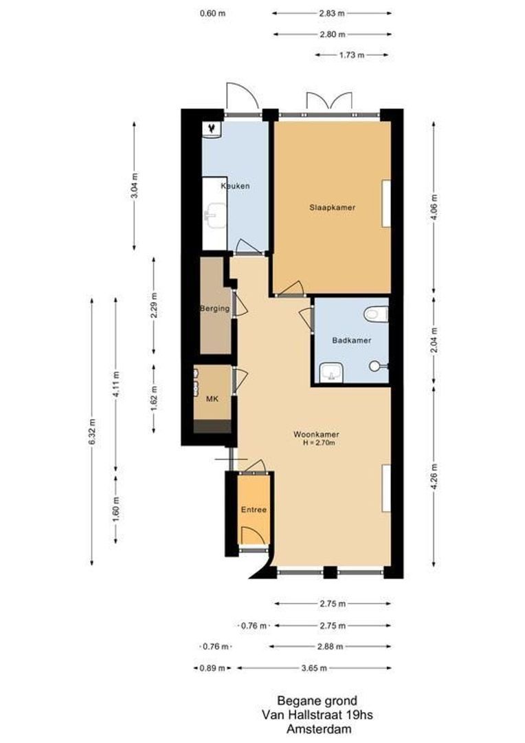 Van Hallstraat 19 H, Amsterdam plattegrond-0