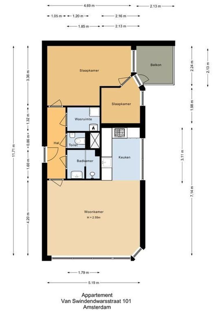 Van Swindendwarsstraat 101, Amsterdam plattegrond-0