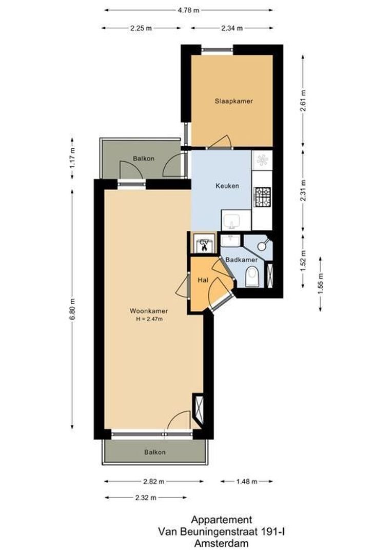 Van Beuningenstraat 191 I, Amsterdam plattegrond-0