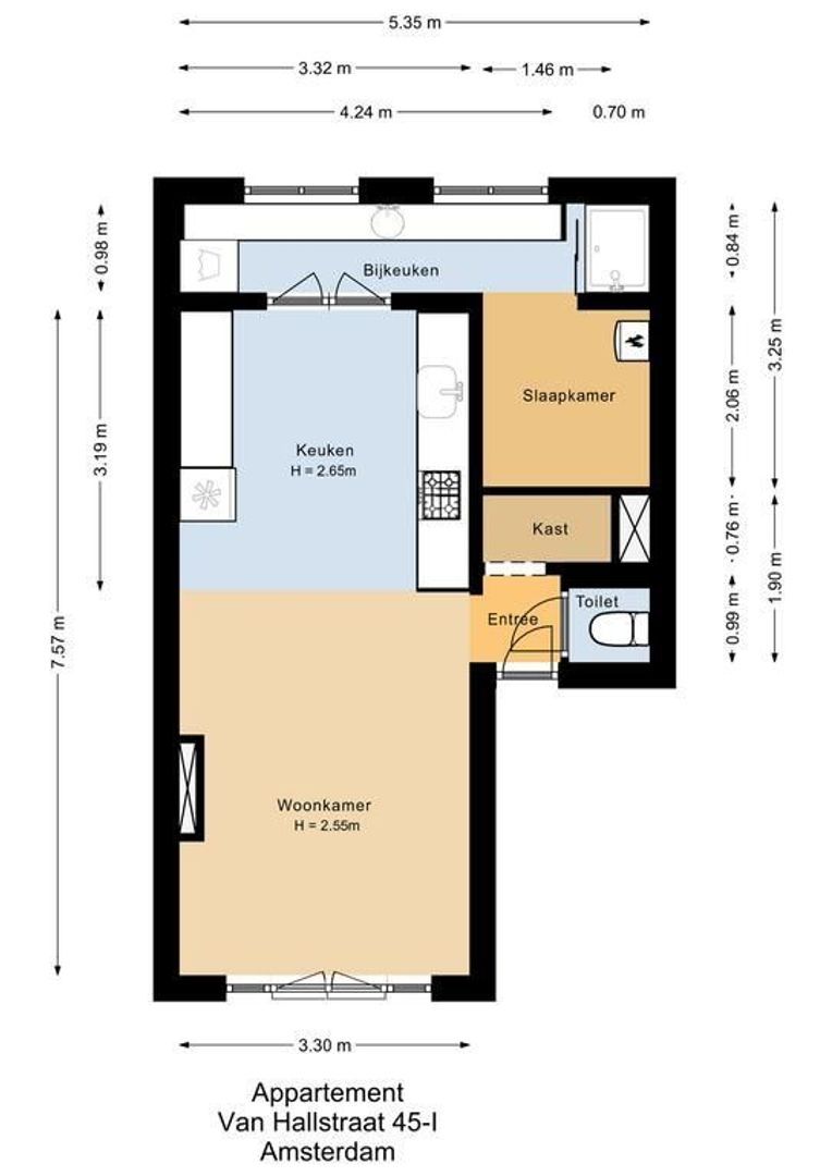 Van Hallstraat 45 1, Amsterdam plattegrond-0