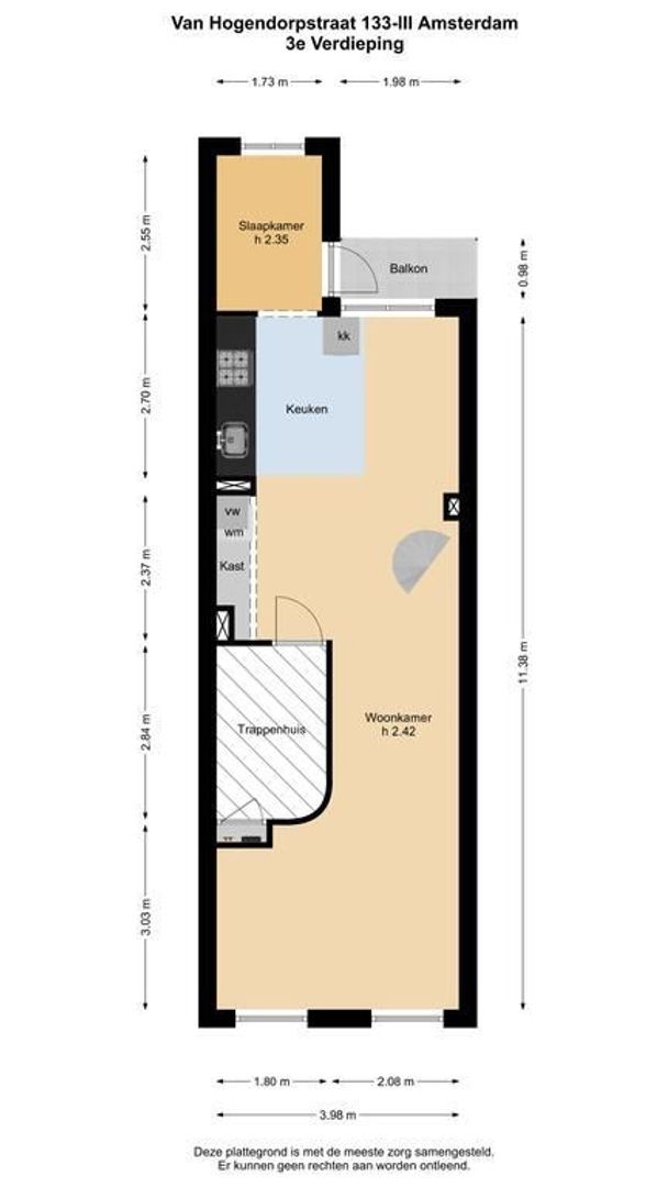 Van Hogendorpstraat 133 3, Amsterdam plattegrond-0