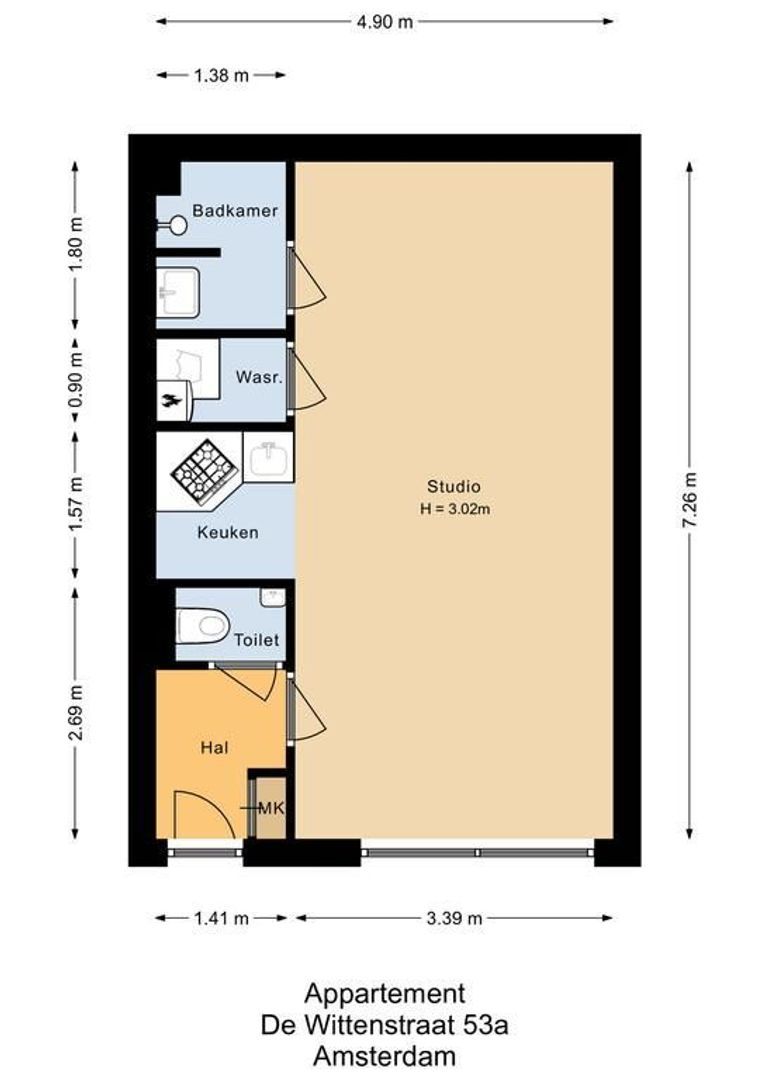 De Wittenstraat 53 A, Amsterdam plattegrond-0