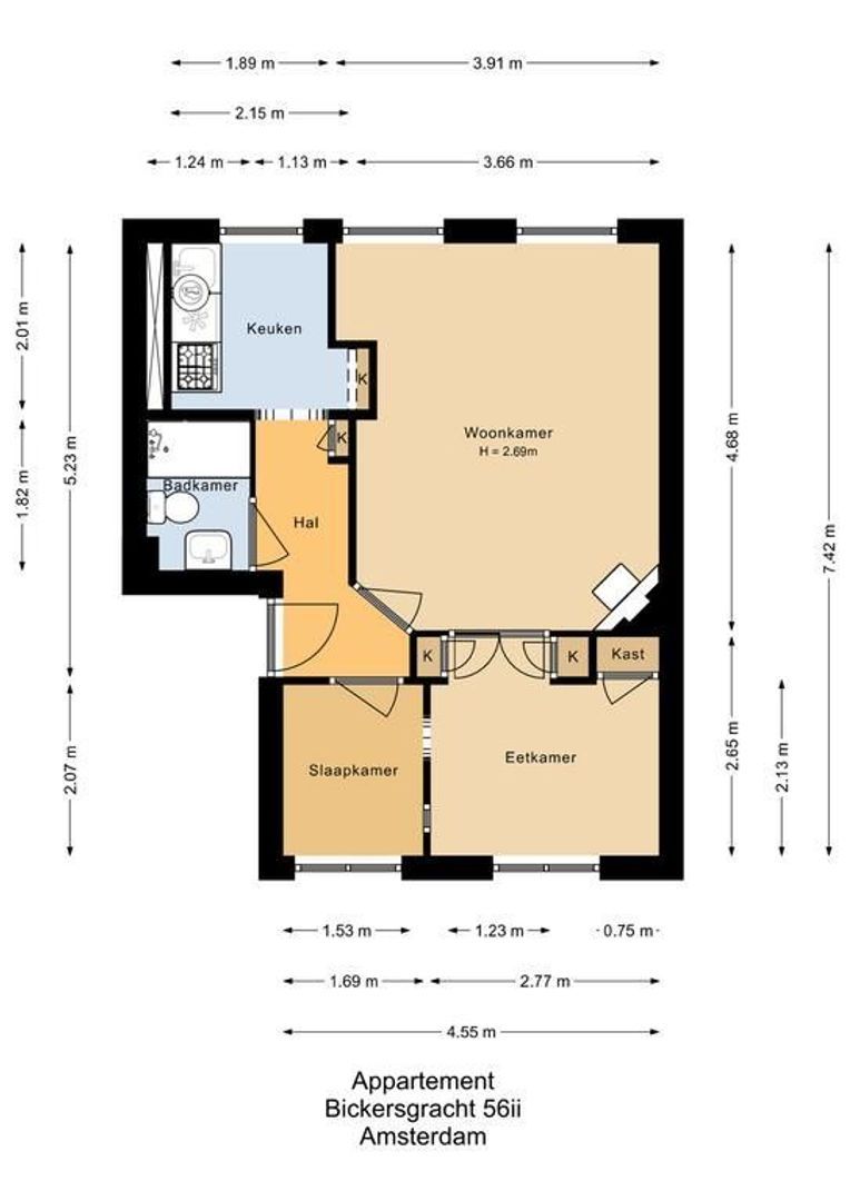 Bickersgracht 56 2, Amsterdam plattegrond-1