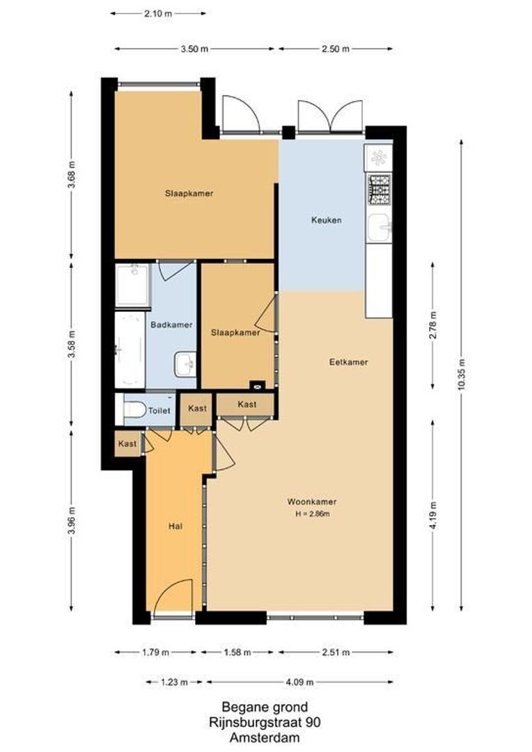 Rijnsburgstraat 90 H, Amsterdam plattegrond-0