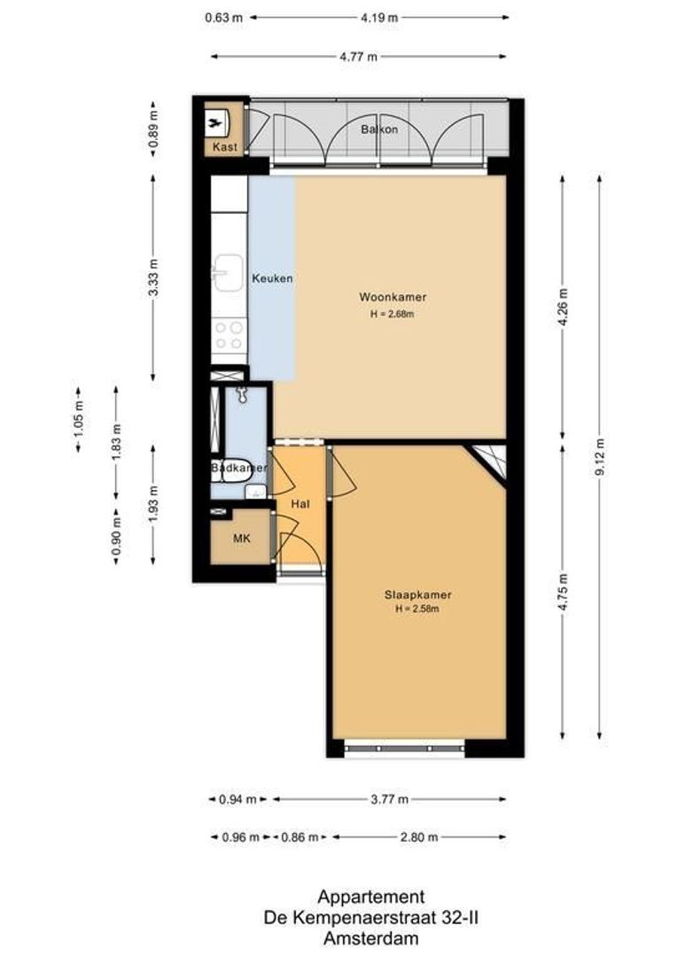 De Kempenaerstraat 32 2, Amsterdam plattegrond-0